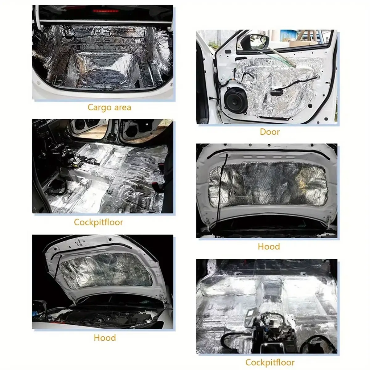 لفة قطنية عازلة للصوت للسيارة مقاس 5/10 مم - حصيرة ذاتية اللصق مقاومة للحريق لتقليل الضوضاء للسقف والأبواب والأرضية والمحرك #5