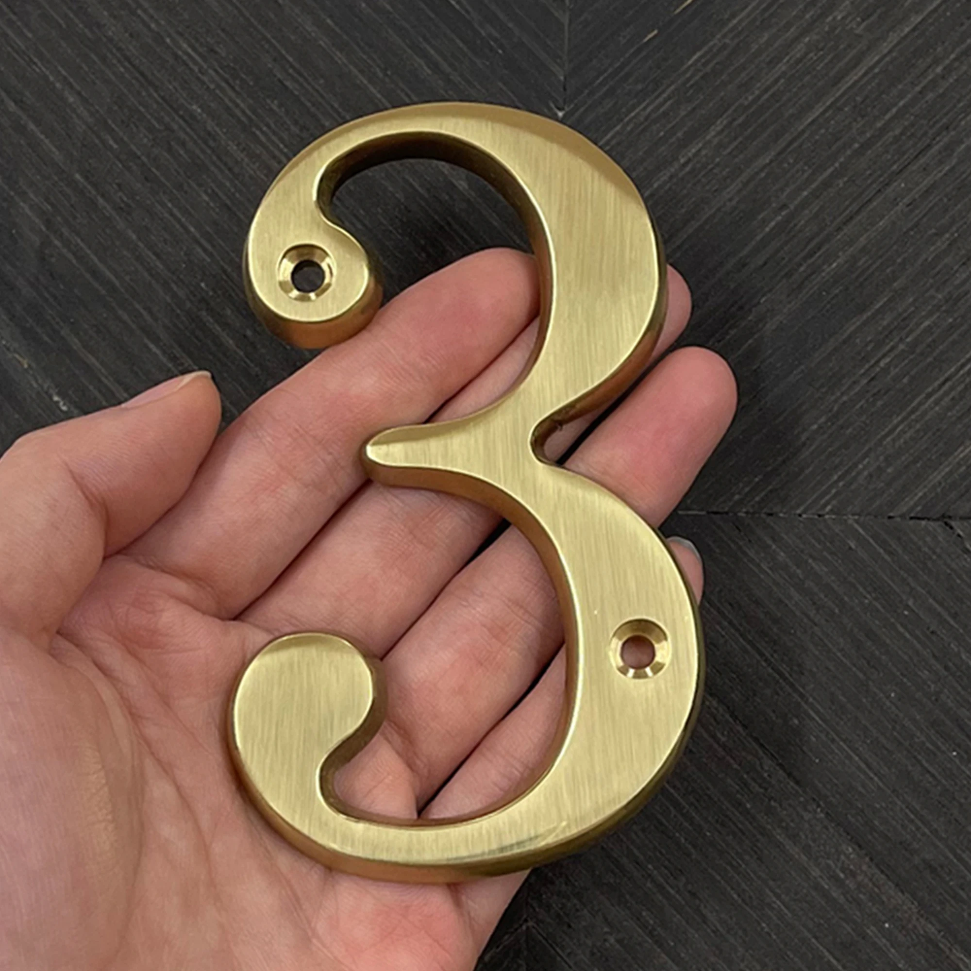 1pc 101mm Brass House Number Outdoor 4 inch Metal Letter Apartment Door Number Mailbox Address Sign #0-9 With Screws