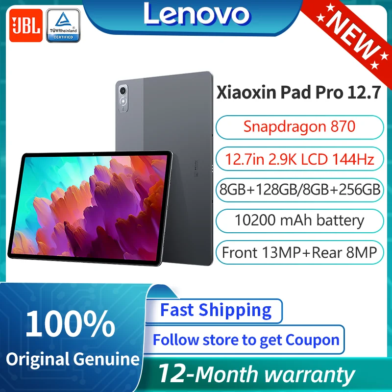 Nowy Lenovo Xiaoxin Pad Pro 2023 12.7 "wysoki 144 odświeżania Hz 2.9K ekran 8GB + 128GB/256GB 10200mAh Snapdragon 870 Android 13 Tablet