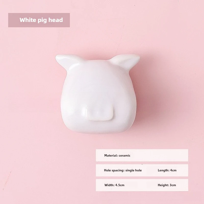 الشمال الإبداعية لطيف مقبض غرفة الأطفال خزانة ملابس باب خزانة درج الكرتون خنزير رئيس مقبض صغير ملون #6