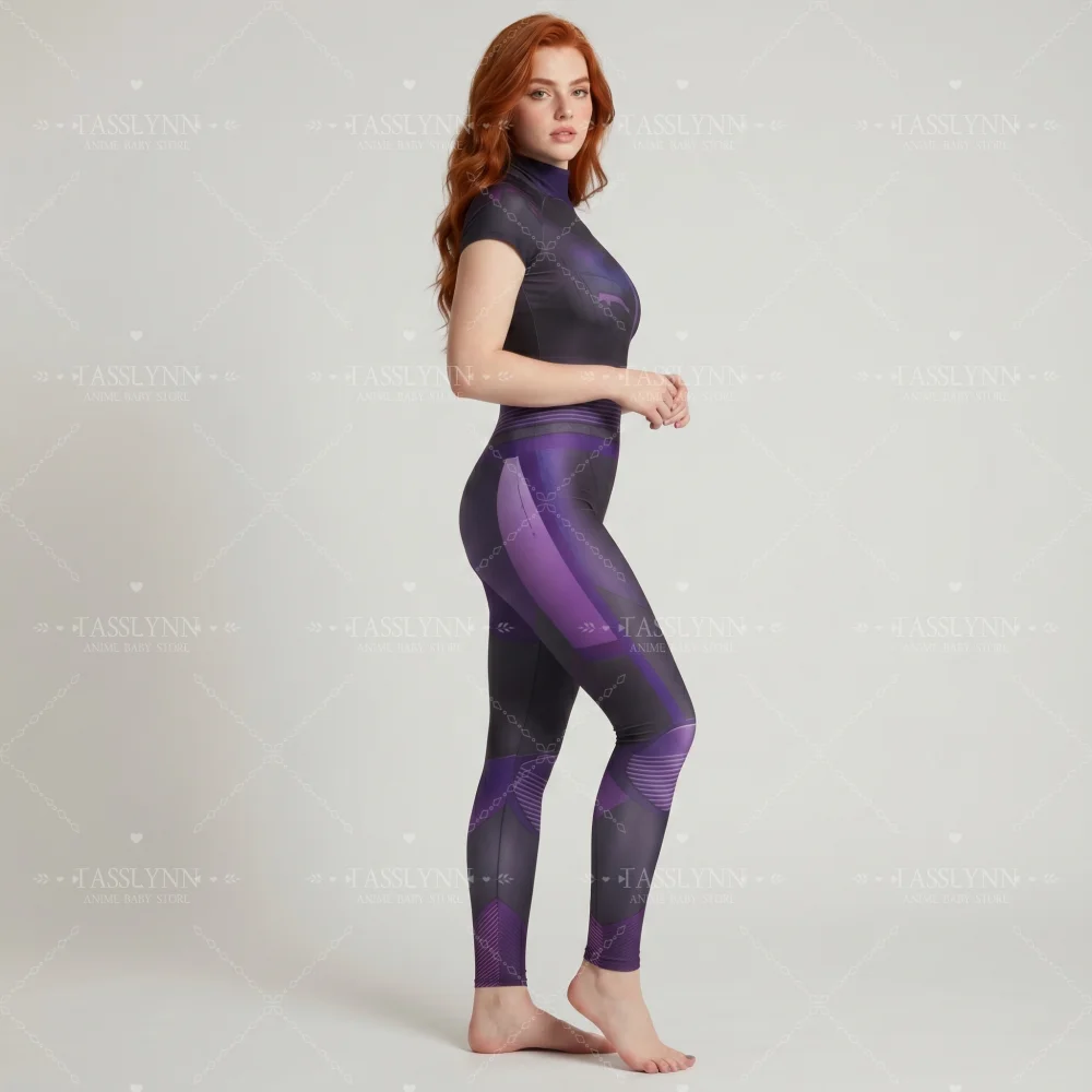 Mal Cosplay Bodysuit Purple Black 3D Armor Texture Short Sleeve Jumpsuit for Women Movie Cosplay for Photo Shoot Mal Bodysuit view 5