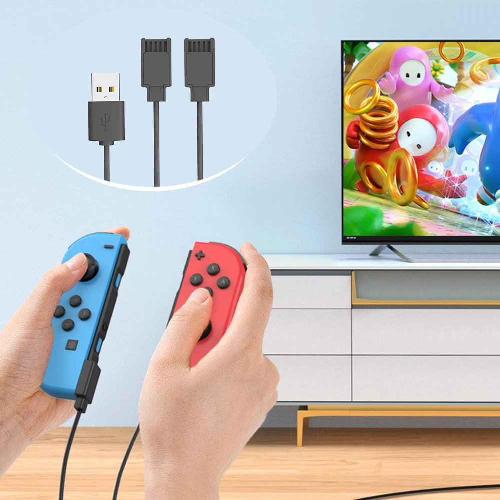 USB Charger Cable for Joycon Controller 2 in 1 Charging Cable Portable Charger Cable for Switch Controller Charger