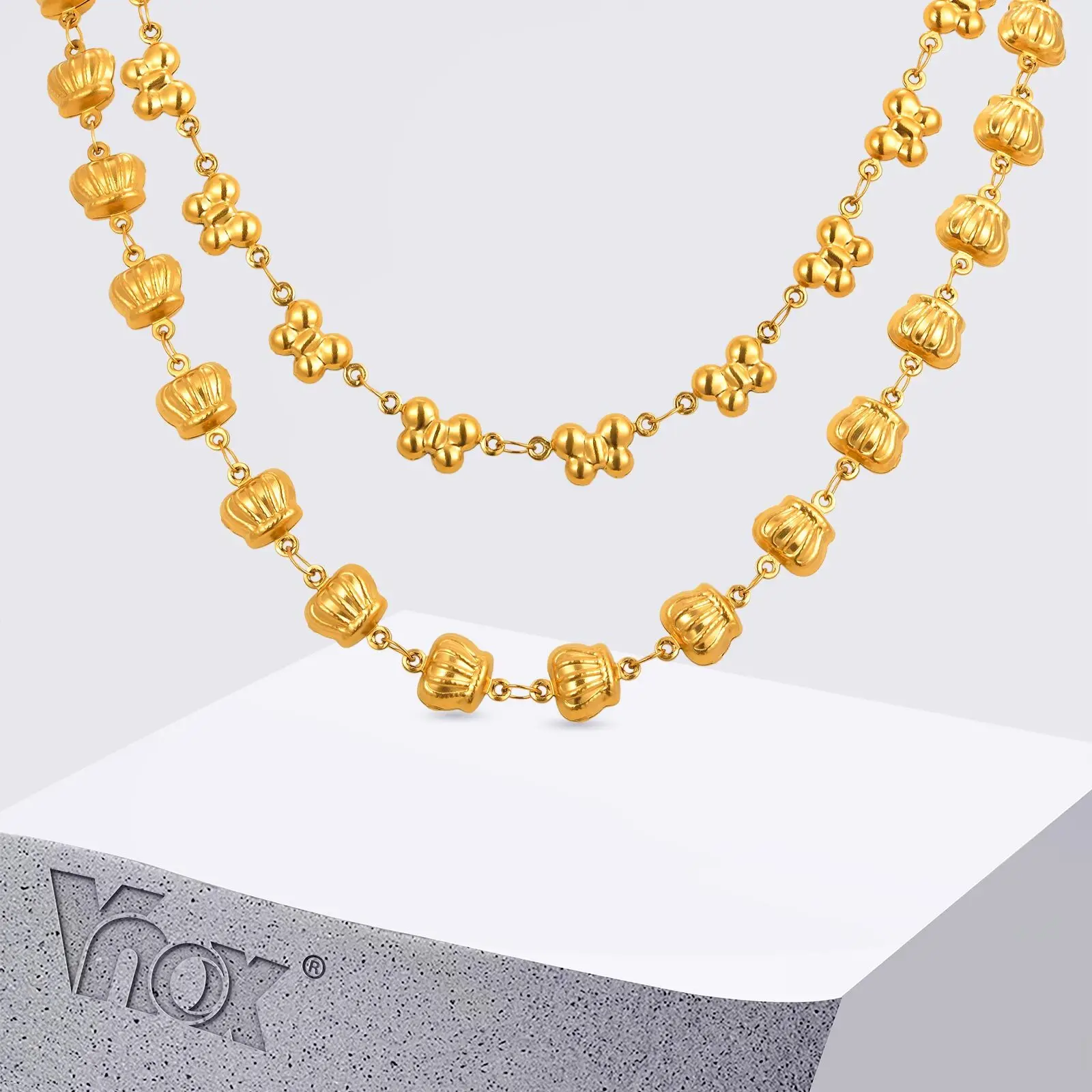 

Vnox Stainless Steel New Trendy Necklace For Woman, Compact 3D Bow Crown Star Chain Necklaces Choker Classic Jewelry Length 45cm