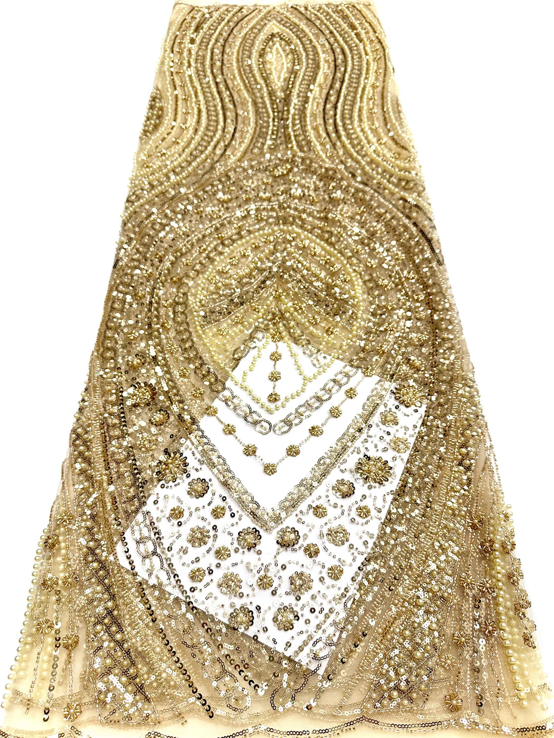 قماش دانتيل فرنسي أفريقي مع خرز يدوي الصنع 2025 ترتر عالي الجودة مطرز قماش دانتيل شبكي تول أفريقي فستان نيجيري #3