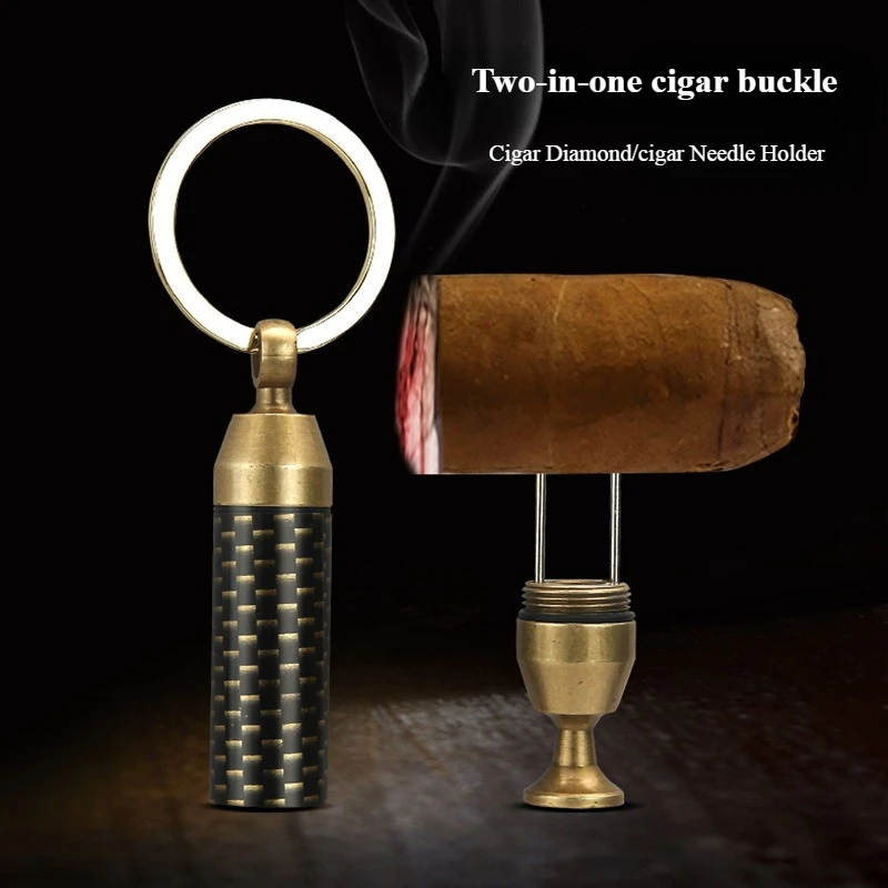 

Luxury Cigar Cutter Punch 2-in-1 Zinc Alloy Brass Cigar Tool 8.5mm Hole Puncher Portable Keychain Smoking Accessories Men's Gift