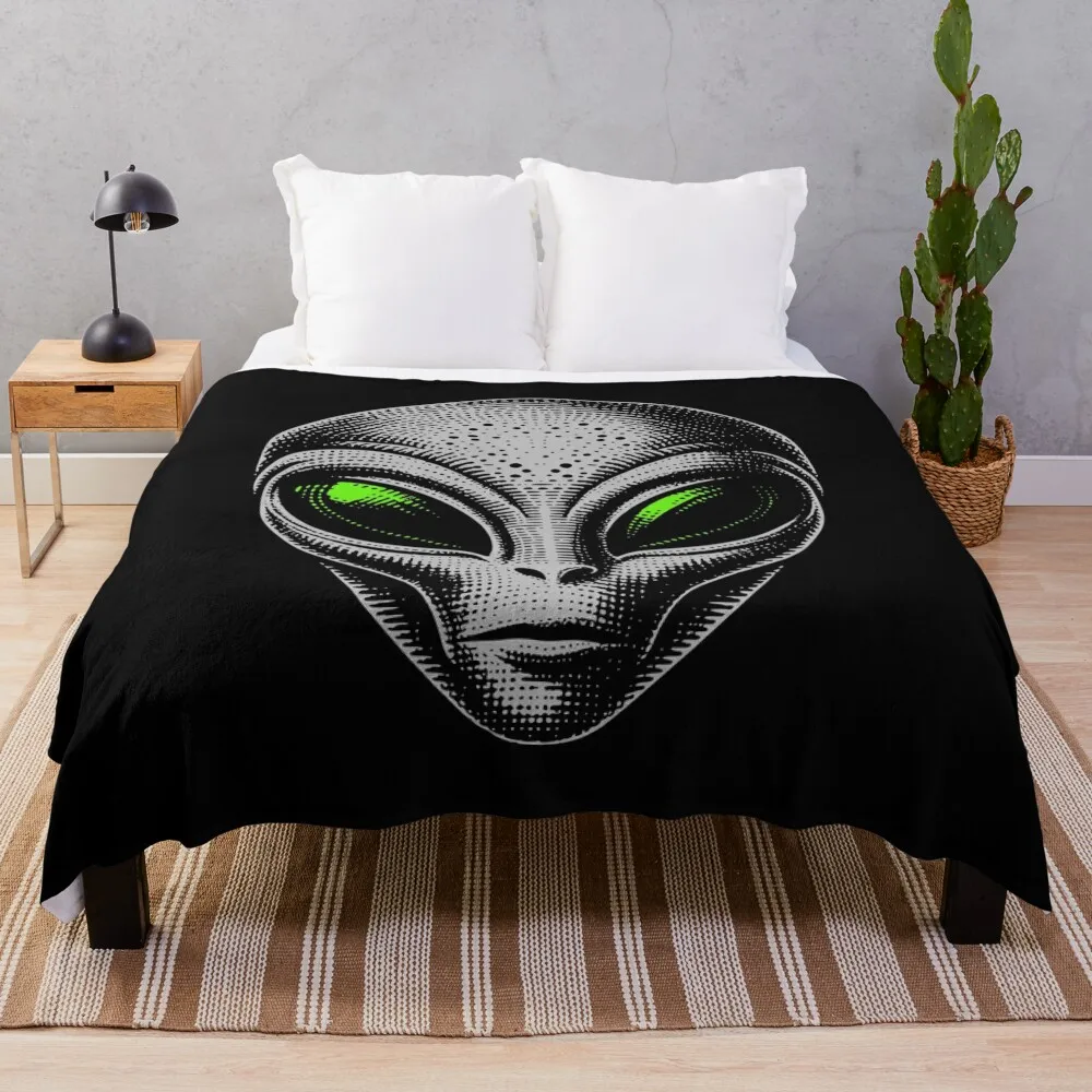 Grey Alien Throw Blanket Blankets Sofas Of Decoration anime Blankets