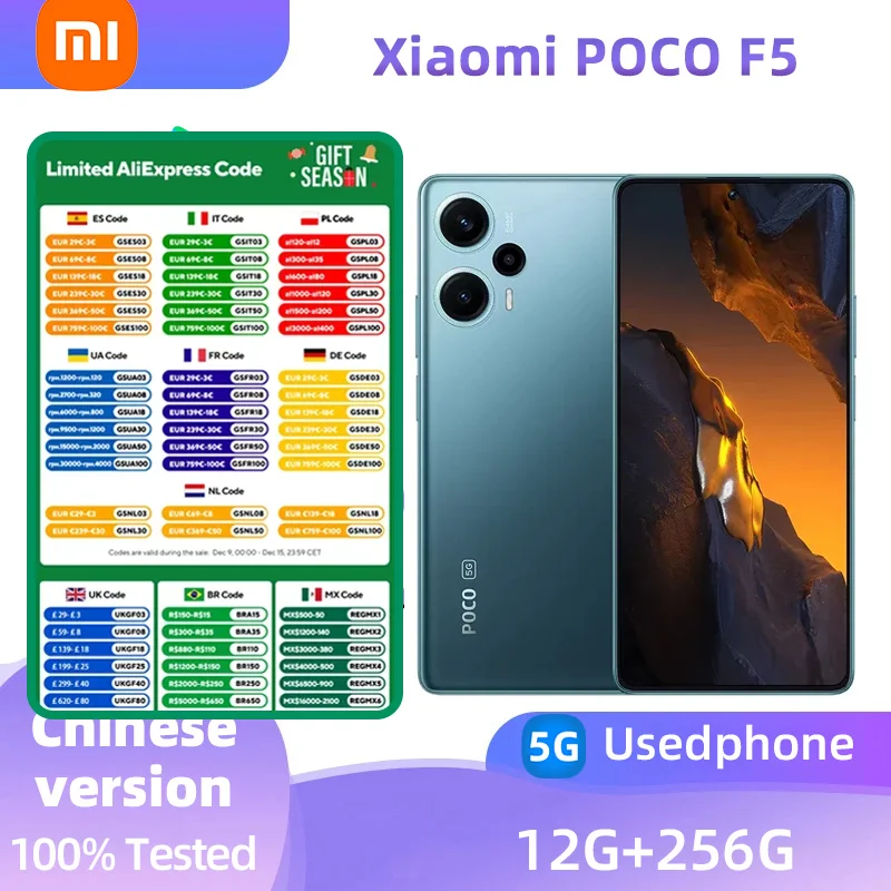 Xiaomi POCO F5  5G SmartPhone CPU Snapdragon 7+ Gen 2  Battery capacity 5000mAh 64MP Camera original used phone