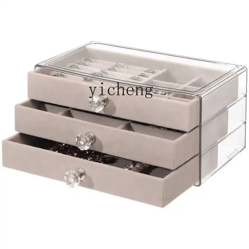 

ZC Jewelry Storage Box Anti-Oxidation Earrings Ear Stud Necklace Flannel Acrylic Jewelry Box