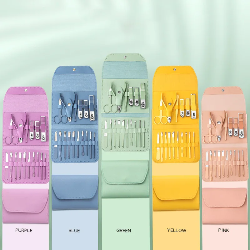 16 peças kit de cuidados com as unhas aço inoxidável manicure pedicure acne agulha cortador de unhas conjunto multifultional cortador de unhas novo