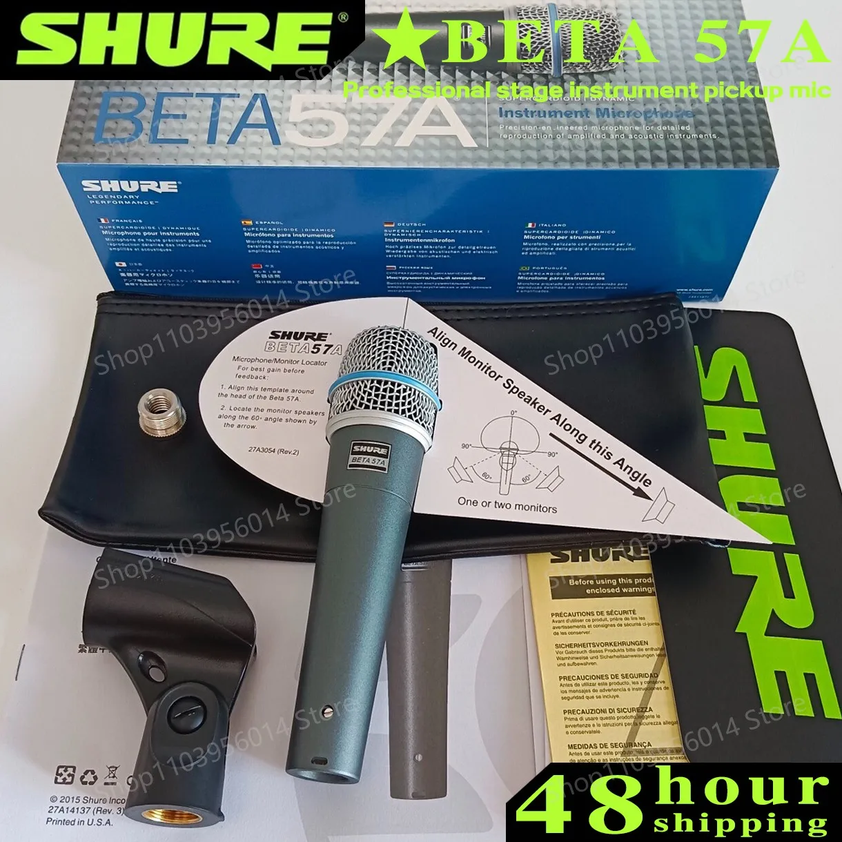 SHURE BETA 57A Wired Microphone Dynamic Cardioid Studio Home Record Handle Mic for Karaoke Music Stage Performance Live Mic