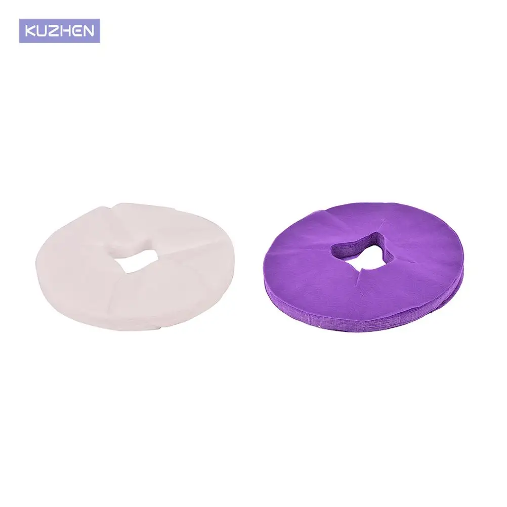 Wholesale 100Pcs White/Purple Non-woven Fabric Disposable Face Massage Pad Pillow Cover Towel Masks Comfortable Medical Bed Hole