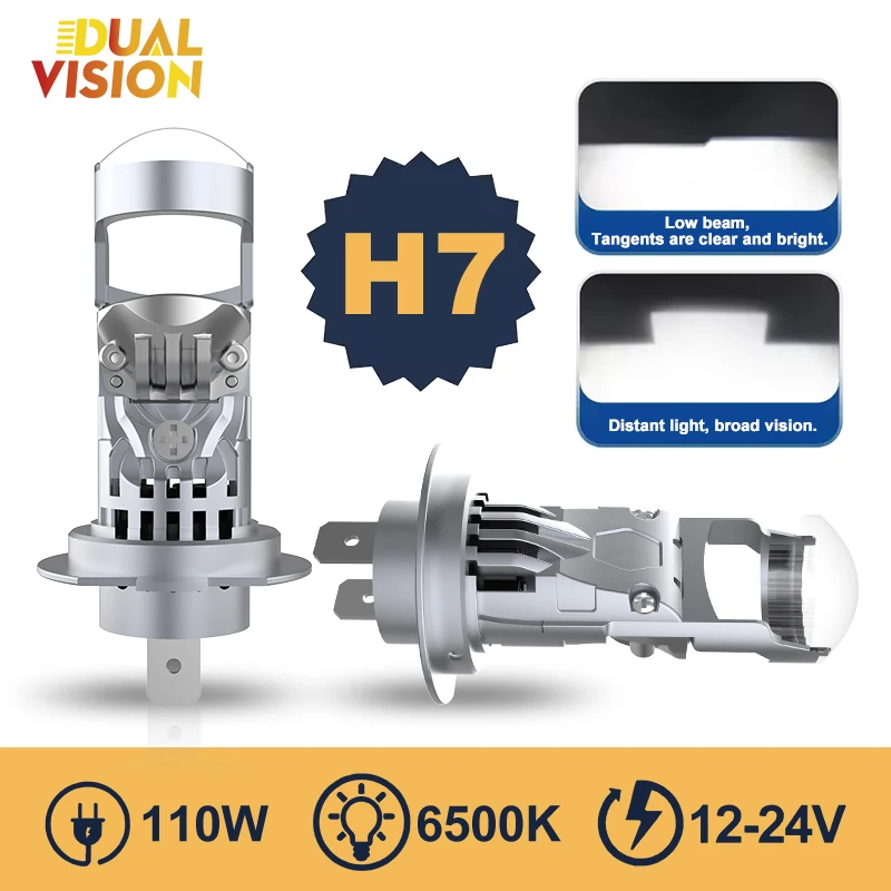 

2Pcs H7 H4 Lens Projector LED Car Headlight Bulbs Canbus 110W 30000LM Plug And Play H11 9005 HB3 9006 HB4 Turbo Auto Headlamps