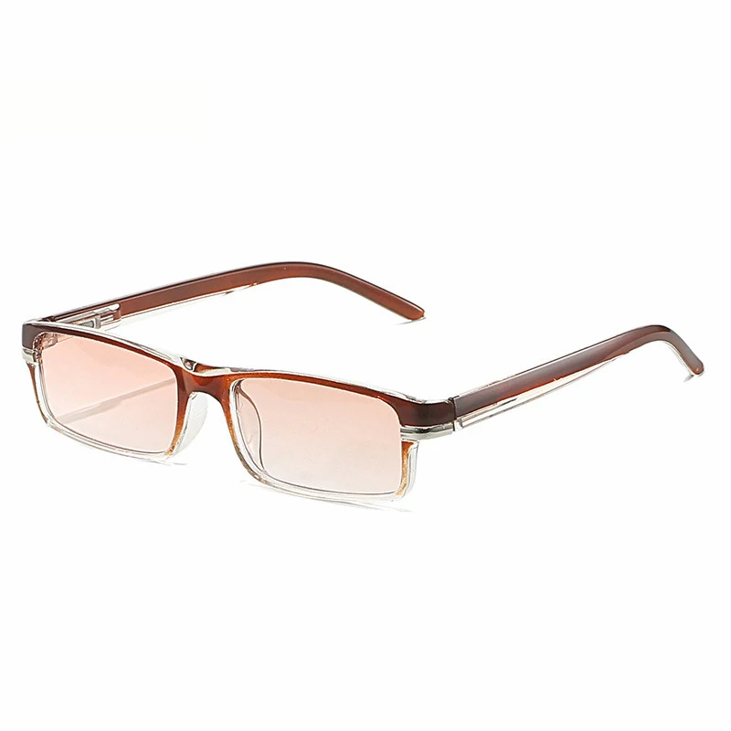 Flexible Brown Reading glasses Spring hinge Tinted Square Reader UV400 Sunglasses