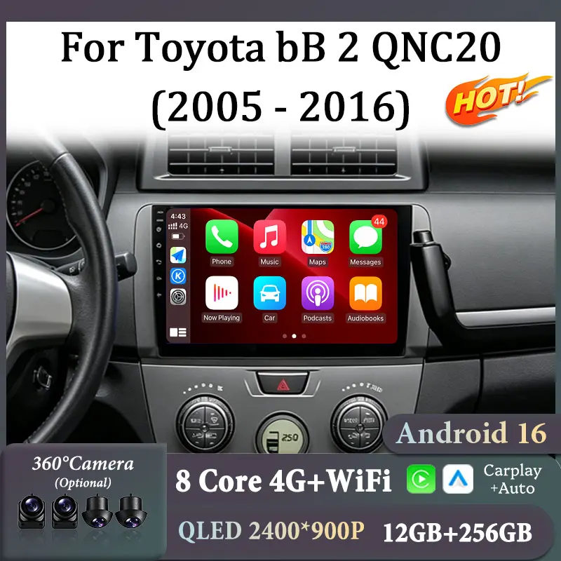 For Toyota bB 2 QNC20 2005‑2016 Multimedia Video Player 9