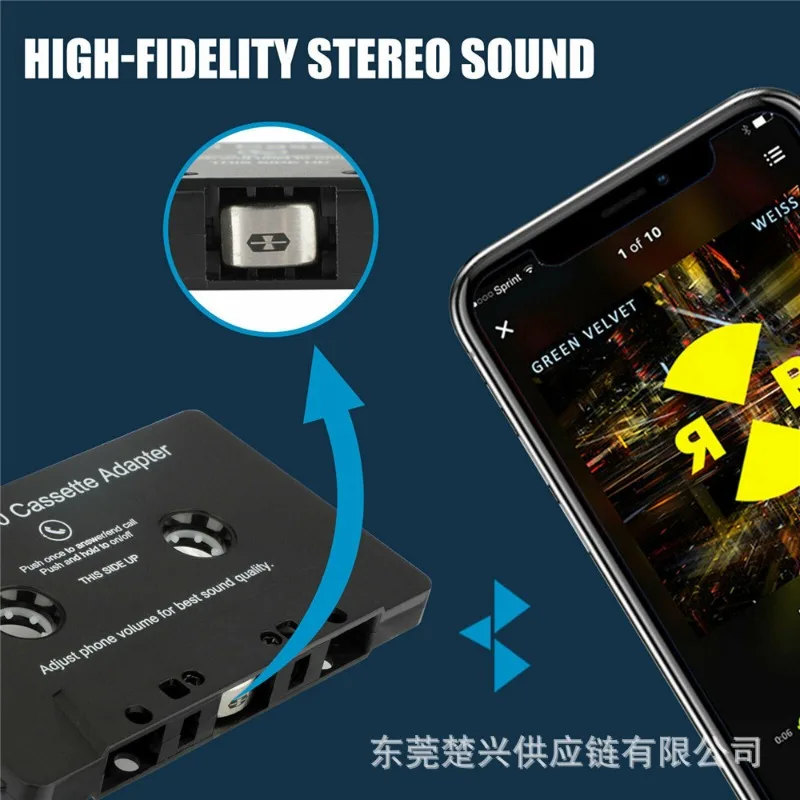 Wireless Bluetooth 5.0 Converter Car Tape AAC MP3 SBC 3.5mm AUX HIFI Stereo Audio Adapter Cassette with Mic