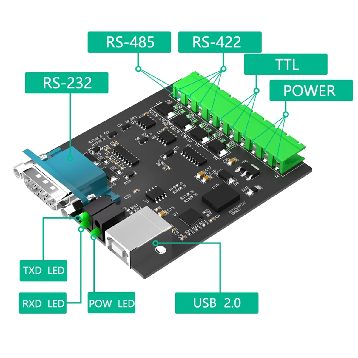 

JAS-USB to RS232/485/422/TTL Converter with CP2102 Chip, Industrial Isolated USB Adapter with Multiple Protection