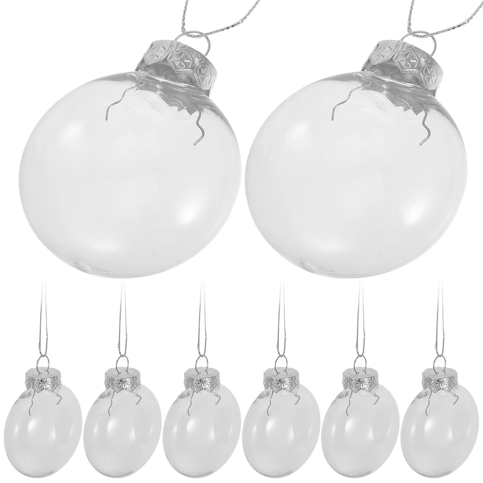 

12Pcs Christmas Hanging Baubles Transparent Decorative Balls with Removable Lids Thick Blown Glass for DIY Decoration Filled