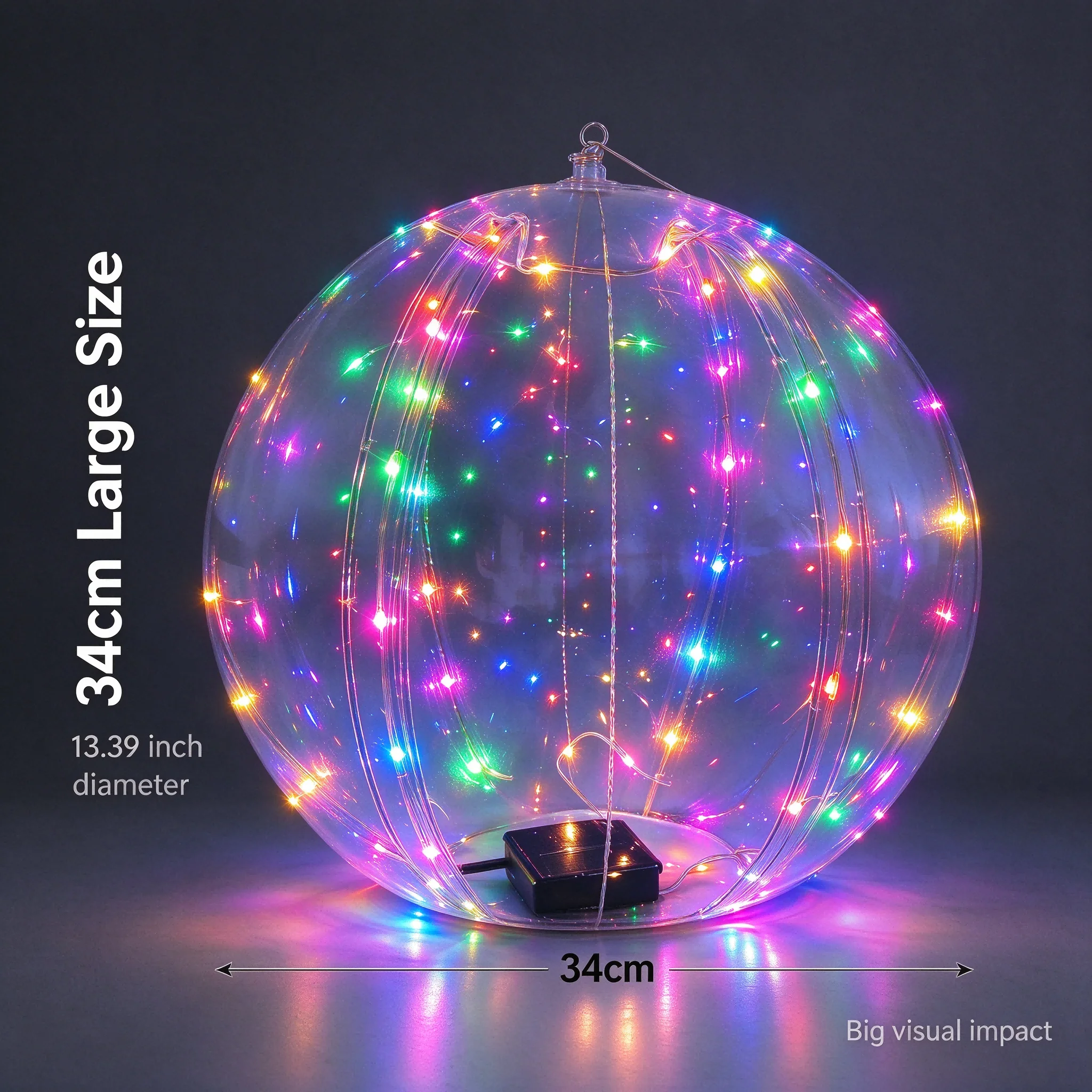Solar LED Ball Lights 2 Pack 34cm Colorful RGB Outdoor Hanging Globe Lights Waterproof Solar Powered Fairy Light Ball for Garden Patio Pool Christmas Tree Party Decorations