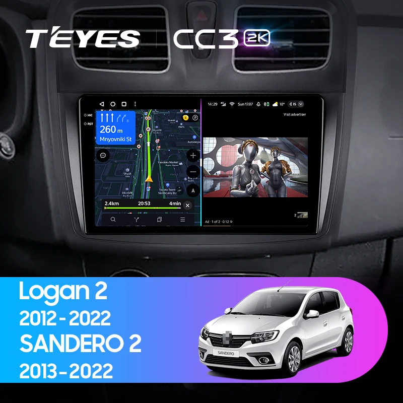 TEYES CC3 2K For Renault Logan 2 2012 - 2022 Sandero 2 2013 - 2022 Car Radio Multimedia Video Player Navigation stereo GPS Android 10 No 2din 2 din dvd