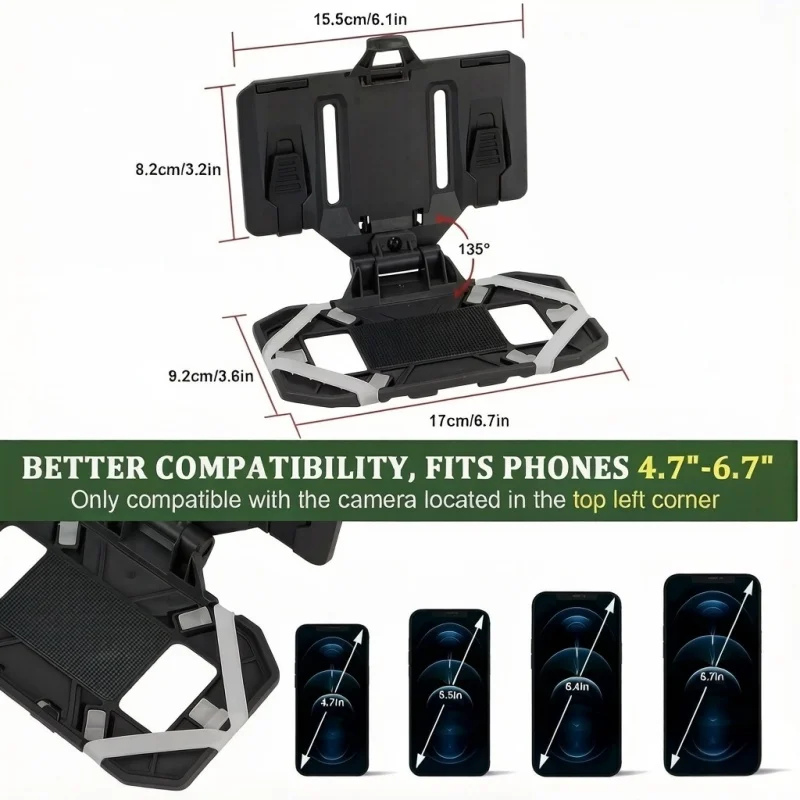 Tactical MOLLE Phone Holder Foldable Navigation Board Admin Panel Universal 4.7-6.7in Cellphone Holder for Hunting Airsoft Vest