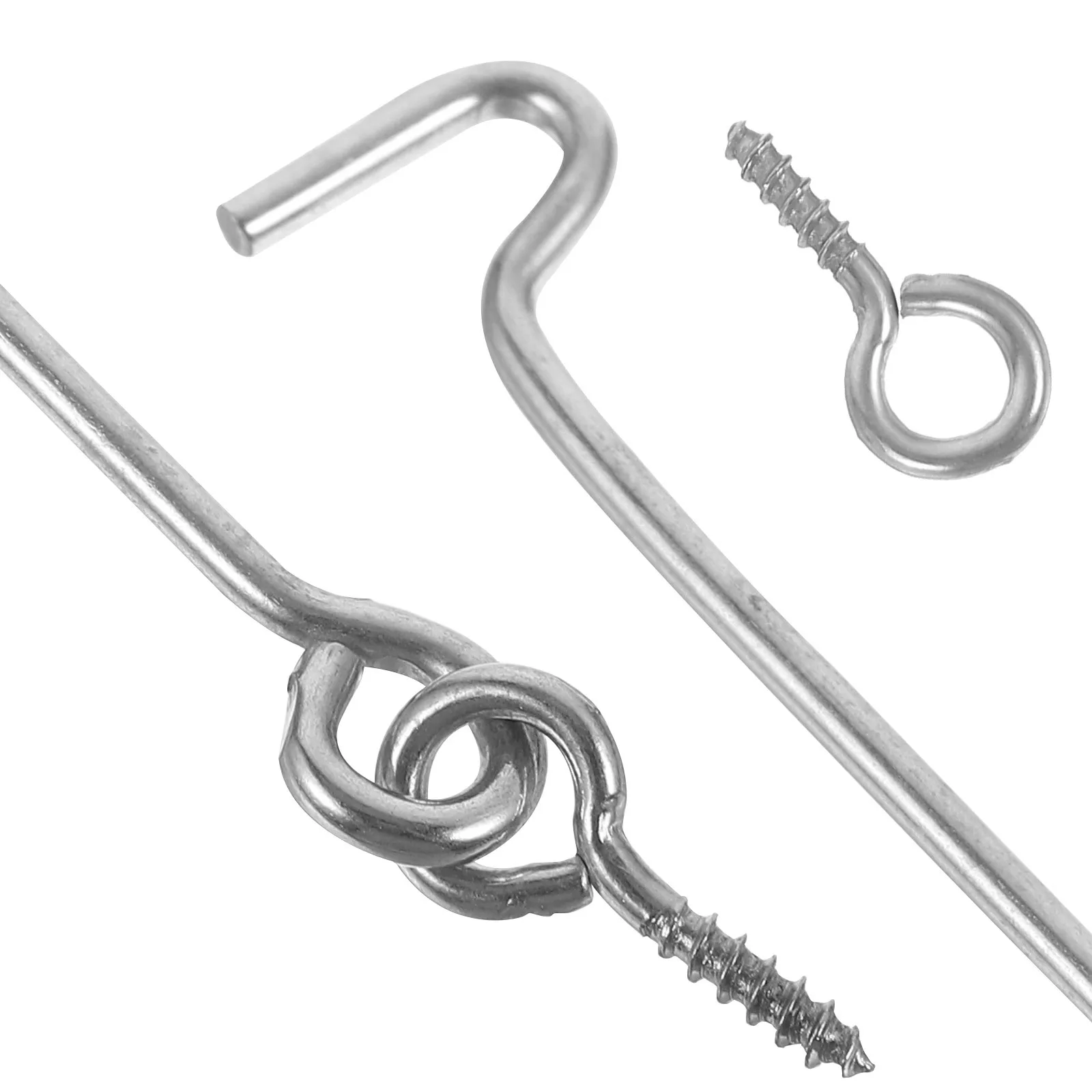 20 مجموعة من الفولاذ المقاوم للصدأ لباب النافذة، مزلاج خطاف المقصورة المتين مع قضيب دعم، مزلاج بوابة مقاوم للرياح للداخل