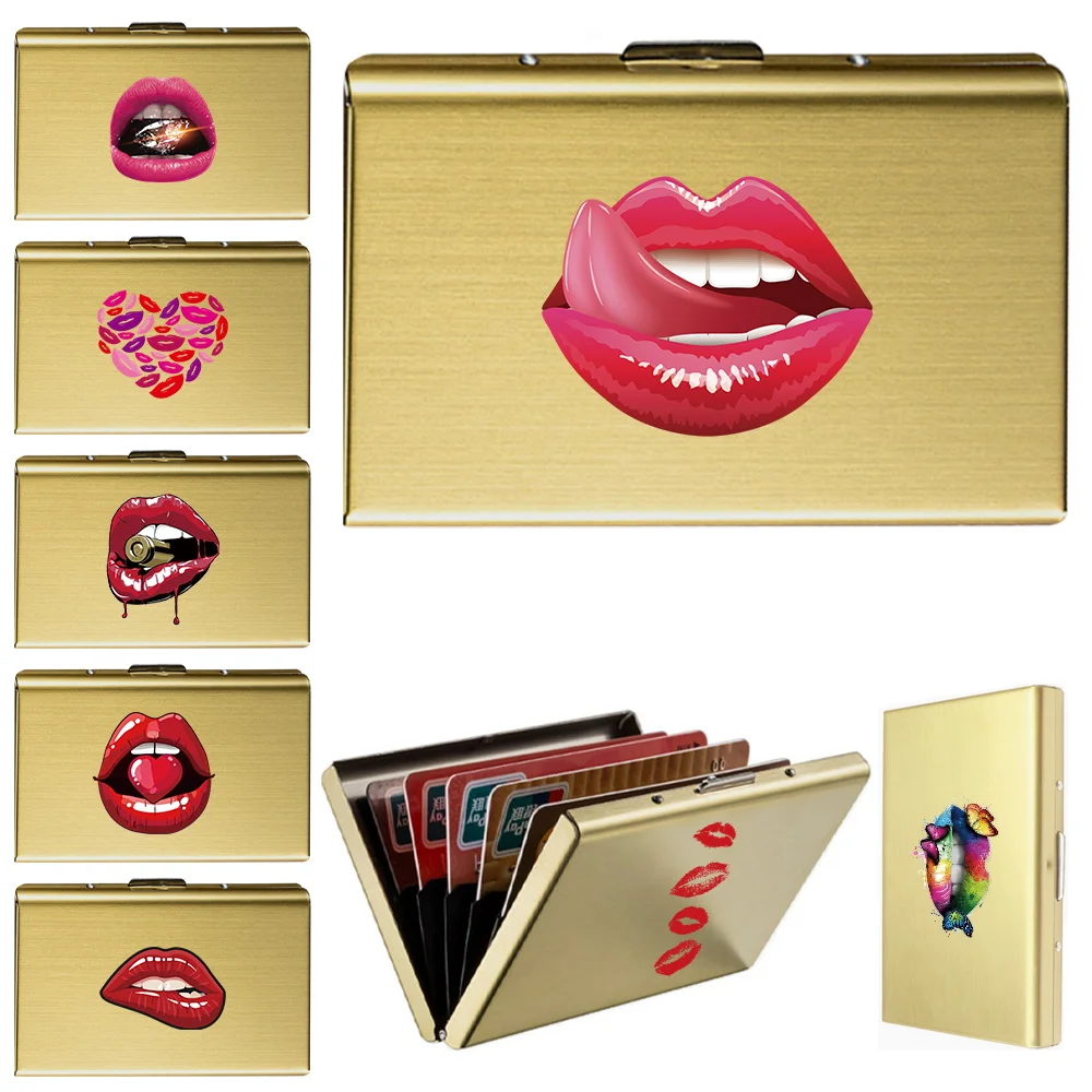 New Men's Anti-theft Swipe Storage Box Mouth Pattern Series New Simplicity Bank Card Credit Card Storage Metal Card Boxs