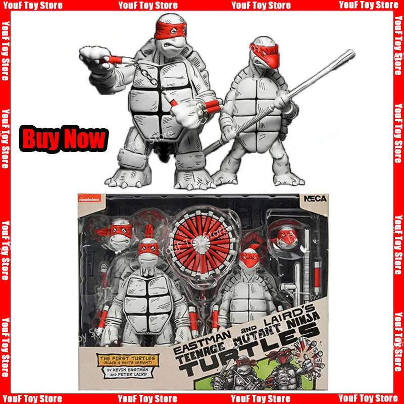 

2024 New Neca The First Turtles Black White Variant By Kevin Eastman Anime Figure Action Model Toy Kid Christmas Birthday Gift