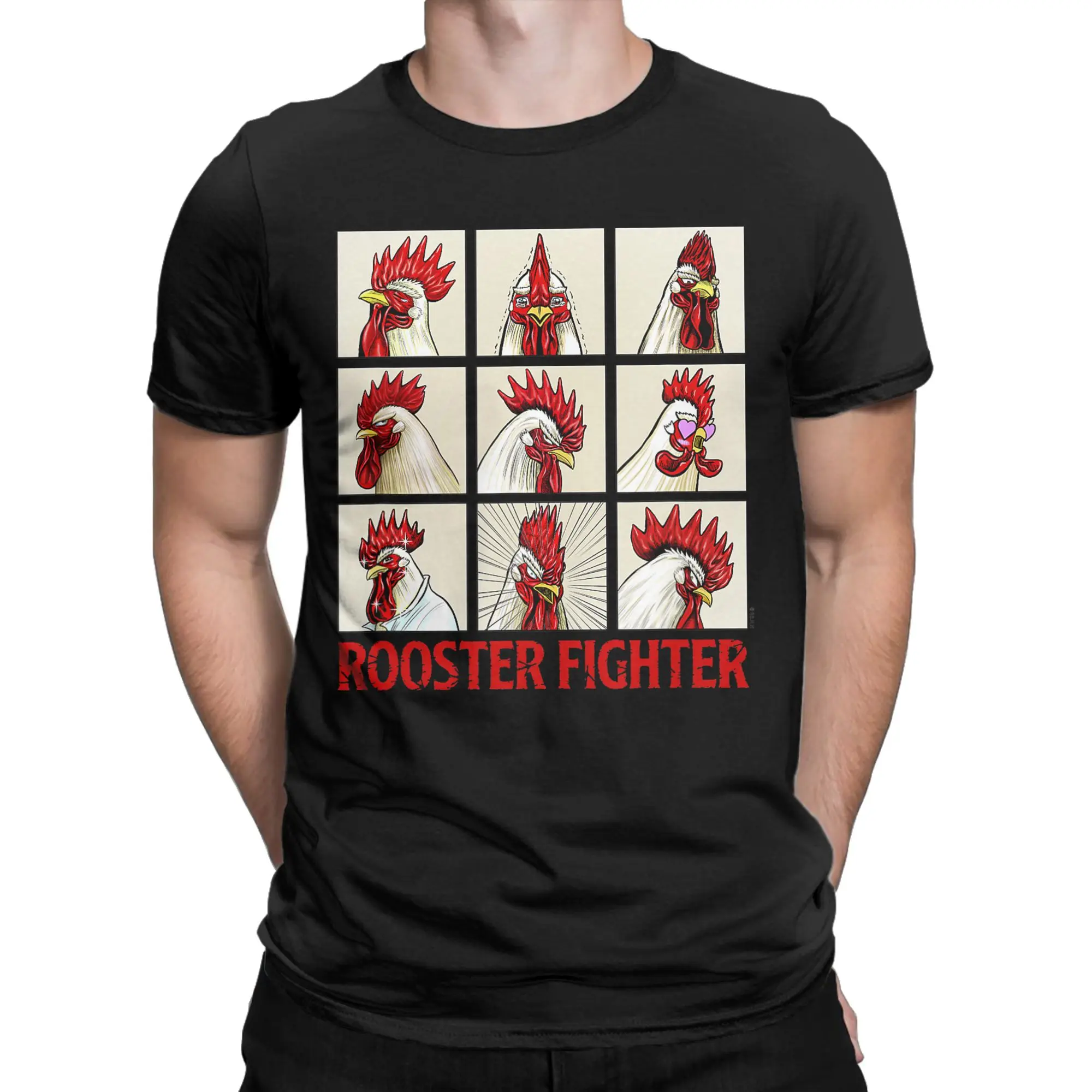 Rooster Fighter Expressions of Keiji Box Up Cotton T-Shirt For Men Summer  T Shirts O Neck Novelty Tees Oversize Casual Tops