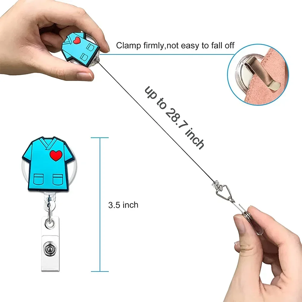 Portatarjetas de plástico retráctil, carrete de exposición de Enfermera, portatarjetas de Enfermera, Clips de cadena para tarjeta de identificación