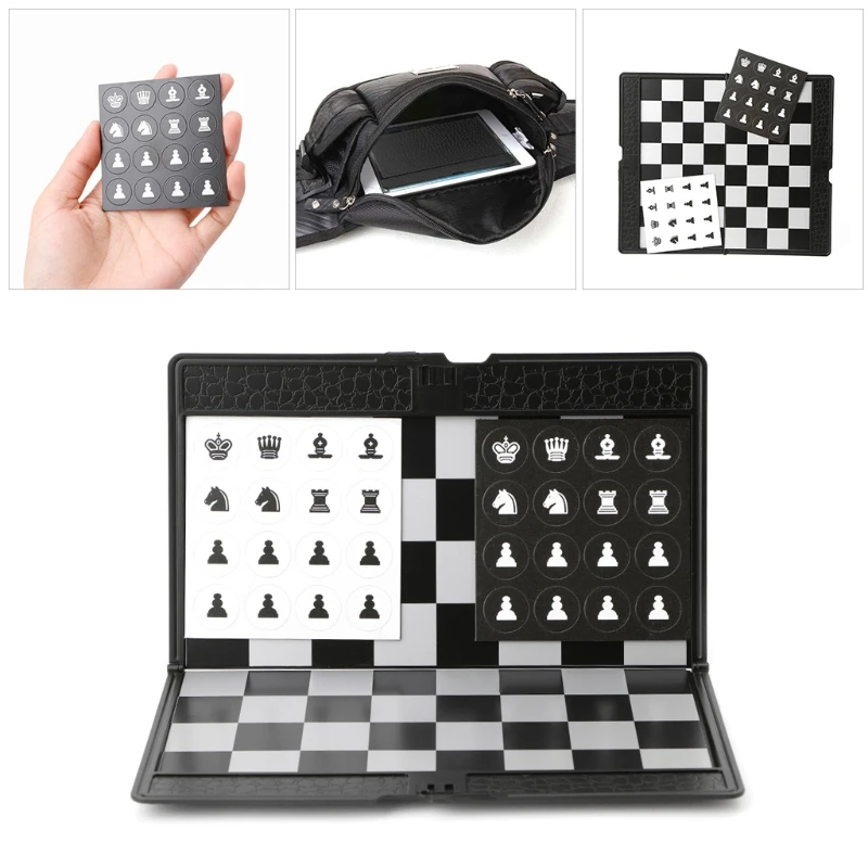 Pocket Folding Magnetic International Chess Set Board Checkers Traveler Plane