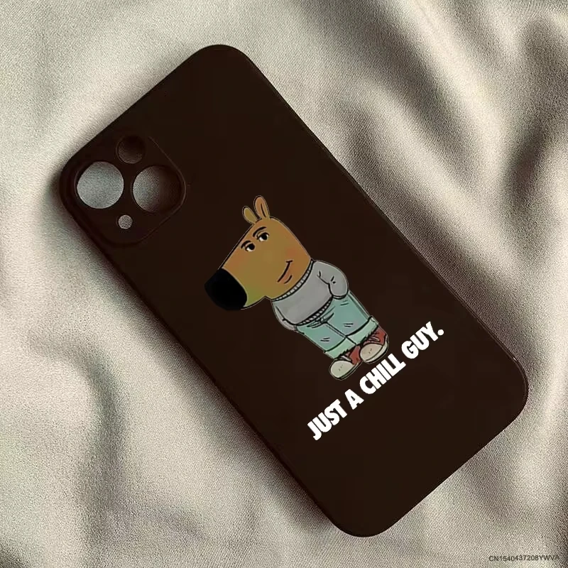 Cartoon I\'m Just A Chill Guy Phone Case For iPhone 16 15 14 13 12 11 Pro Max XS X XR 7 8 SE Dog Soft Silicone Cover Funda