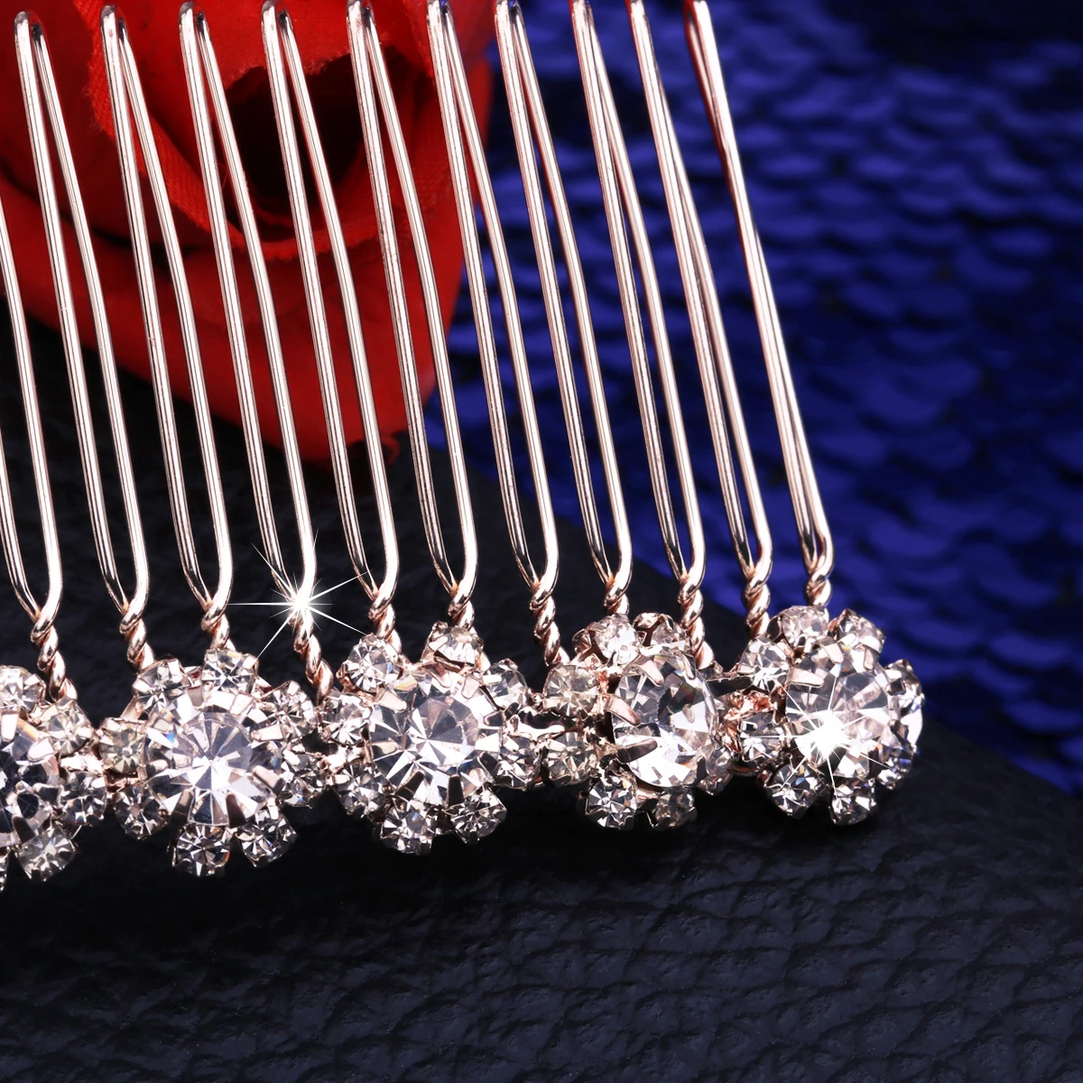 

8-Flower Hairpin Combs Crystal Rhinestone Bridal Hair Accessories Women Wedding Headwear Prom Party Elegant Stylish Gift