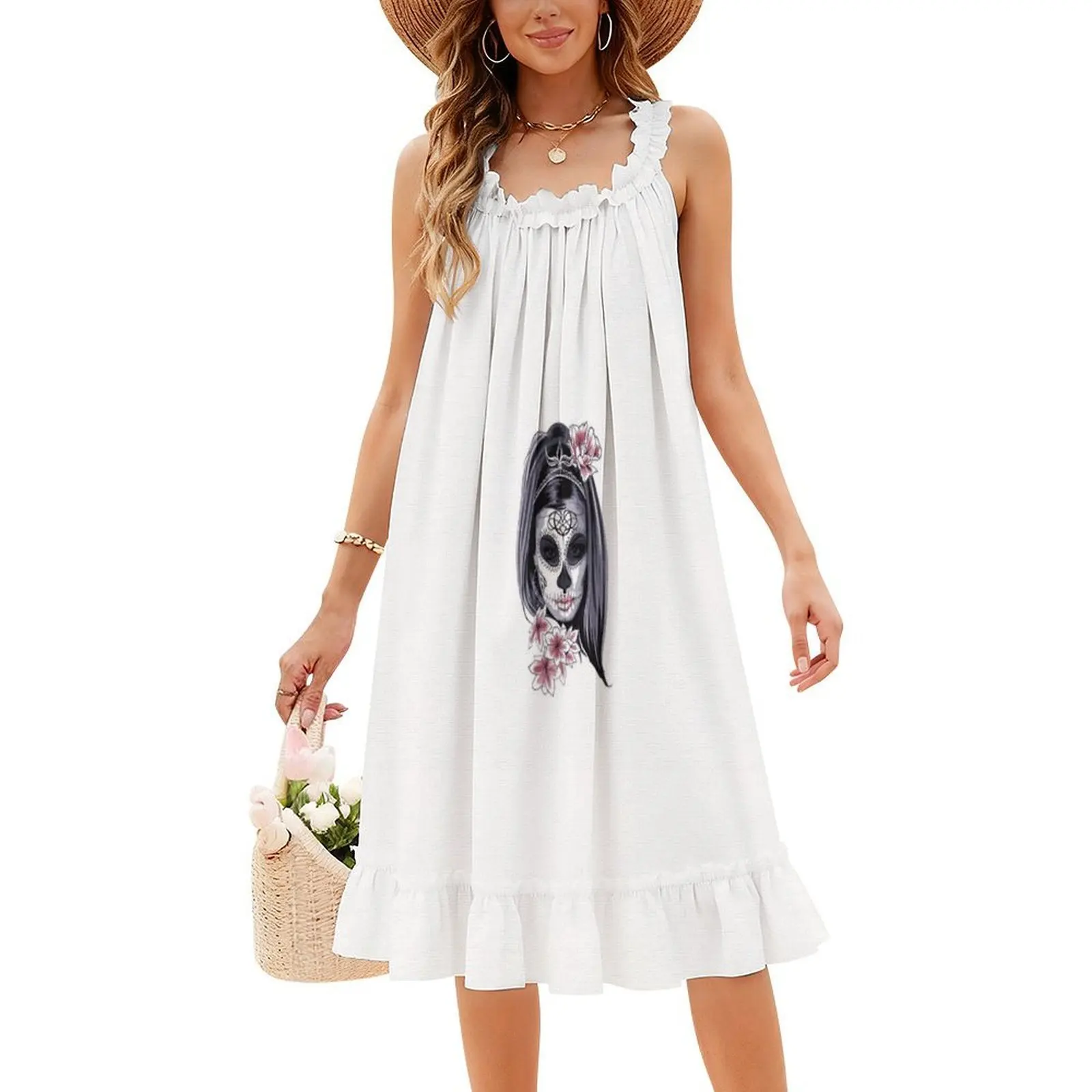 فستان ماريا النسائي الهيب هوب ملابس الشارع الشهير مطبوع عليه رسومات للحفلات ملابس النادي ماريا جمجمة الموت جمجمة الموت فساتين نسائية