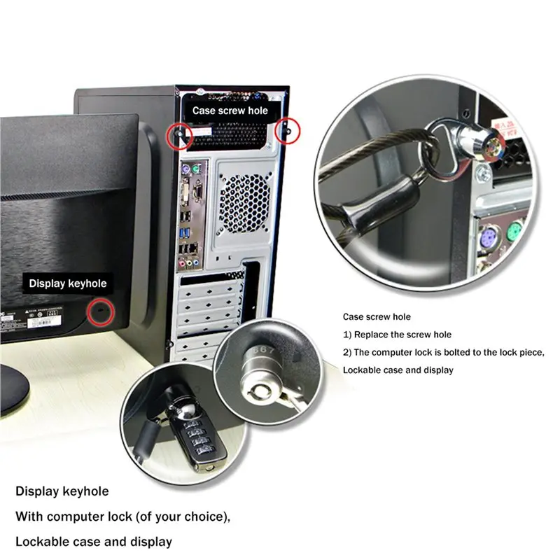 B50B-10X Desktop Computer Lock Computer Case Lock Lock For Internet Cafe Office Management Lock