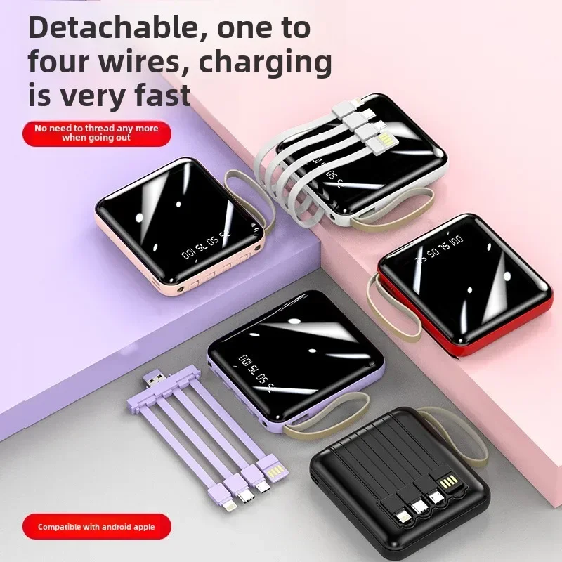 

Мини-автономный кабель BCAK, внешний аккумулятор 20000 мАч, большая емкость, быстрая зарядка, портативный мобильный источник питания, подарок