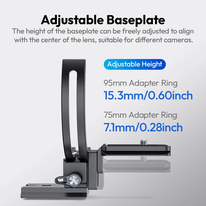 Ulanzi CA03/CA05 Horizontal-To-Vertical Adapter Ring 75mm/95mm Camera Adapter Ring for Sony Canon Tamron Zeiss Nikon Load 5kg