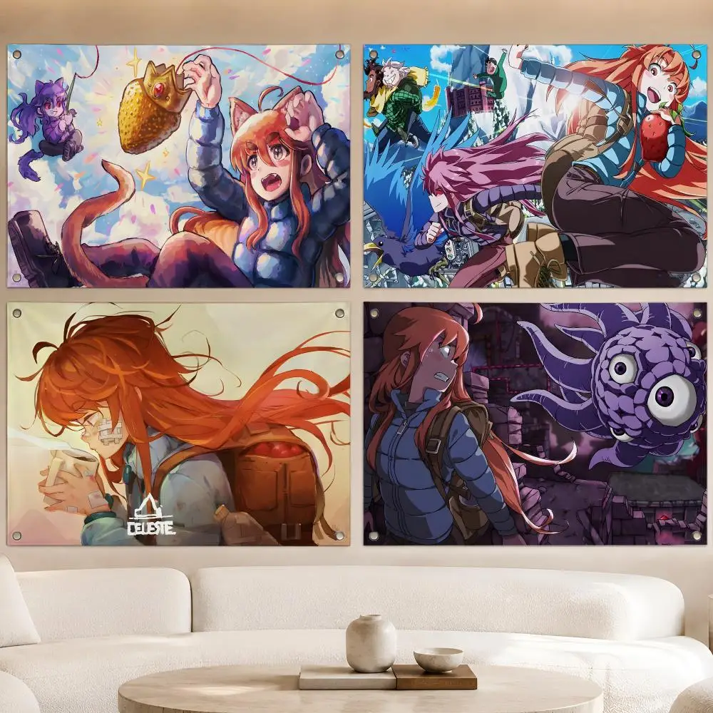 Game Pixel Platform Indie C-Celeste Flags Fan Banner Tapestry Wall Hanging Garage BarDorm Camp Party Outdoor Home Decor Gift