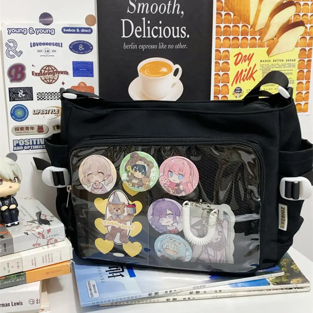Japanese Ins Girl Soft Shoulder Bag Y2K JK Uniforms Transparent Ita Bag Student Commuting Tote Bag Large Capacity Shoulder Bag