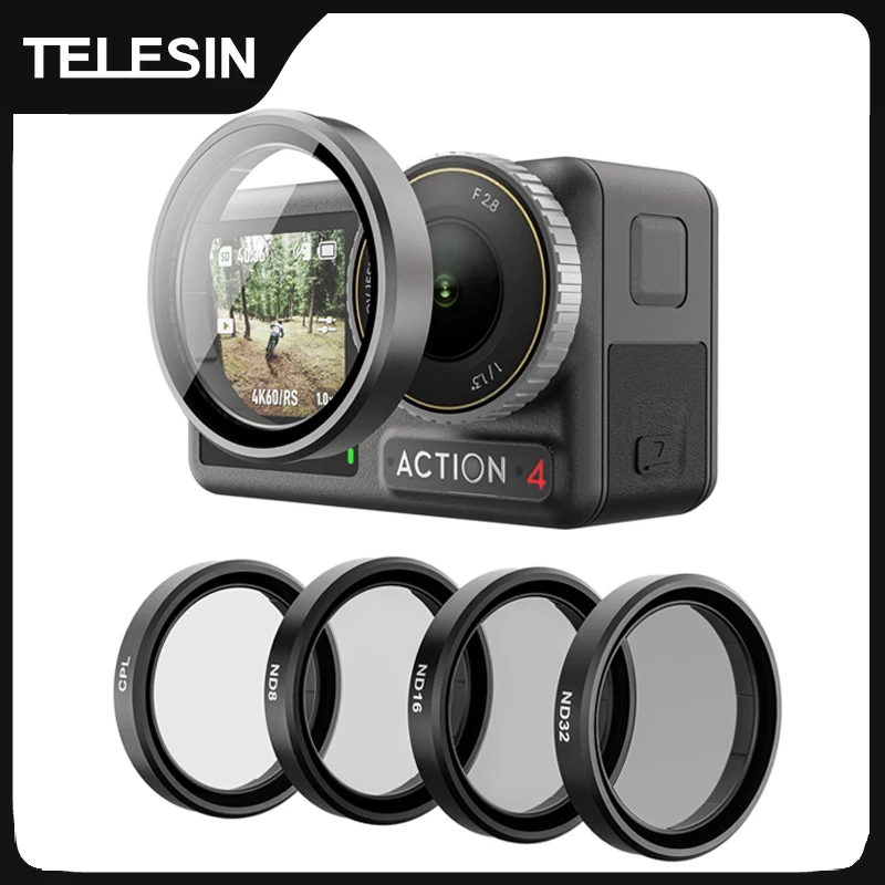 TELESIN CPL ND8 ND16 ND32 Lens Filter Set Aluminium Alloy Frame for DJI OSMO Action 3 4 ND CPL Lens Action Camera Accessories