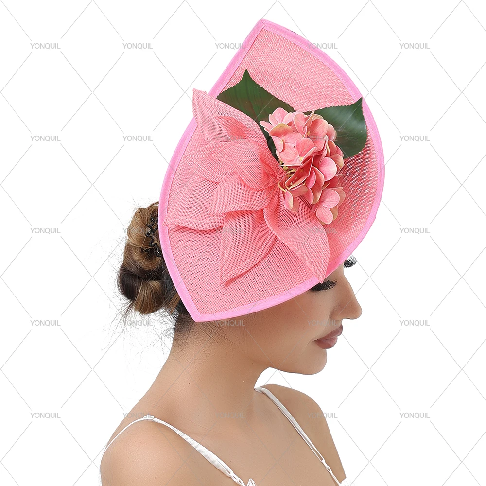 

Fashion Ladies Wedding Fascinator Bases 32*21cm Bride Headdress Headwear with Flower Millinery Hat Hair Accessory
