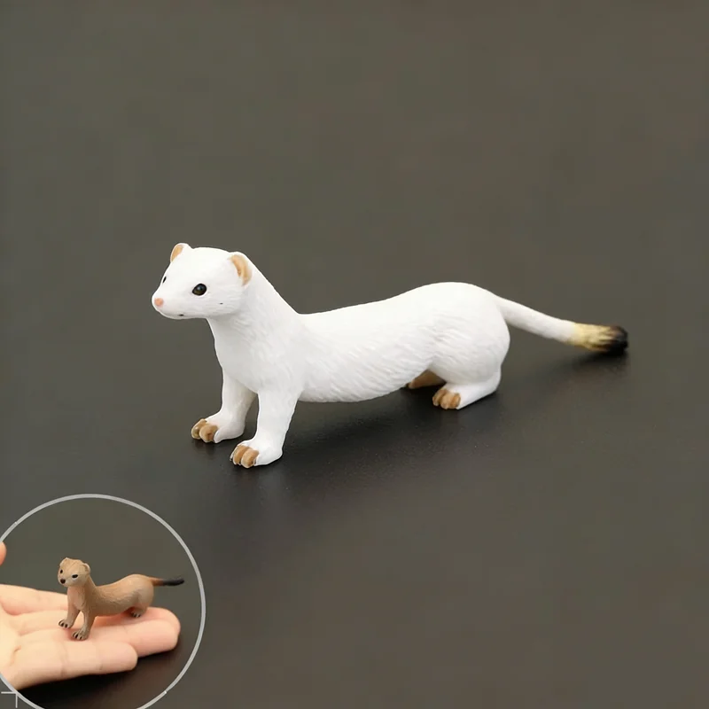 Simulation Ferret model Short-tailed Weasel desktop ornament Stoat Ermine family decoration