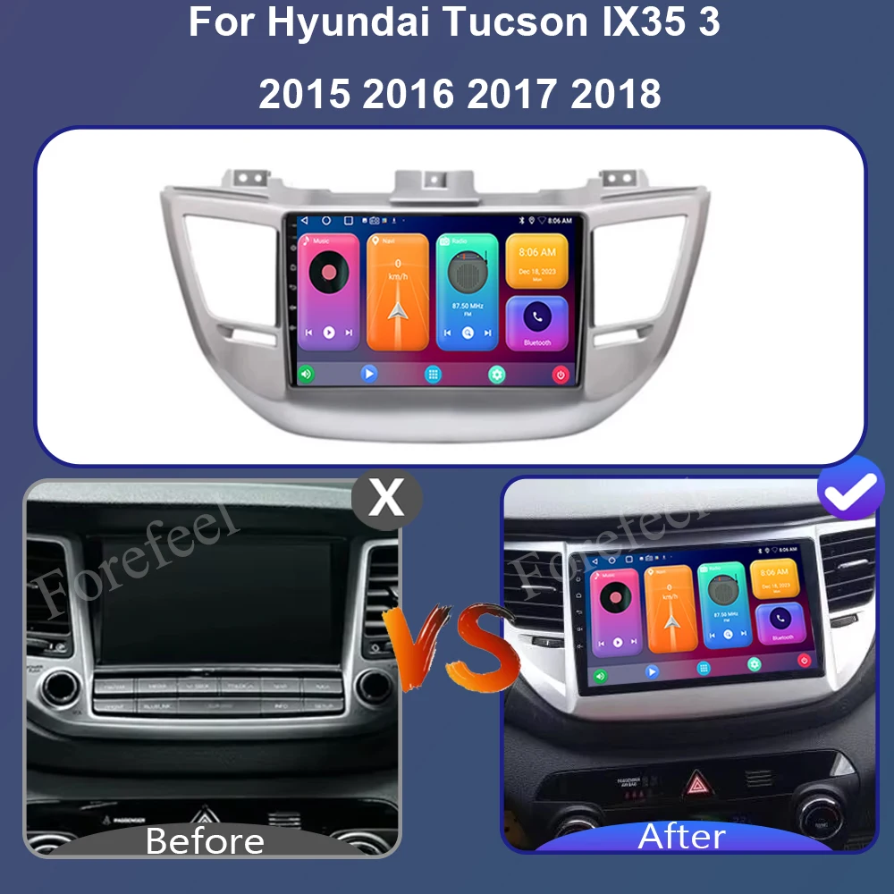 Android 14 Car Radio Video Player For Hyundai Tucson IX35 3 2015 2016 2017 2018 Carplay Autoradio GPS Navigation Head Unit Wifi