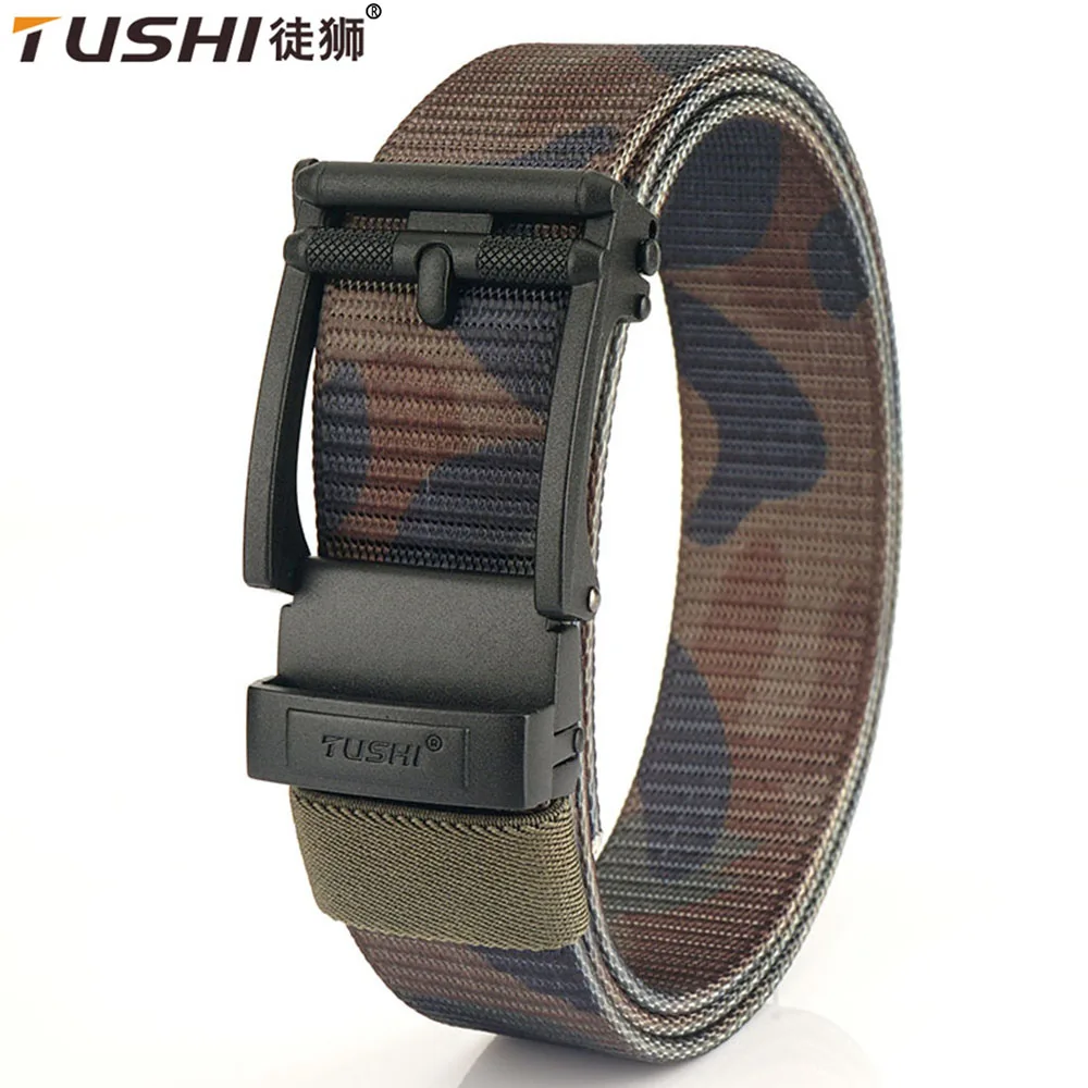 

TUSHI New Metal Automatic Buckle Belt For Men Wear-resistant Nylon Tactical Belt Outdoor Cowboy Durable Luxury Belts Adjustable