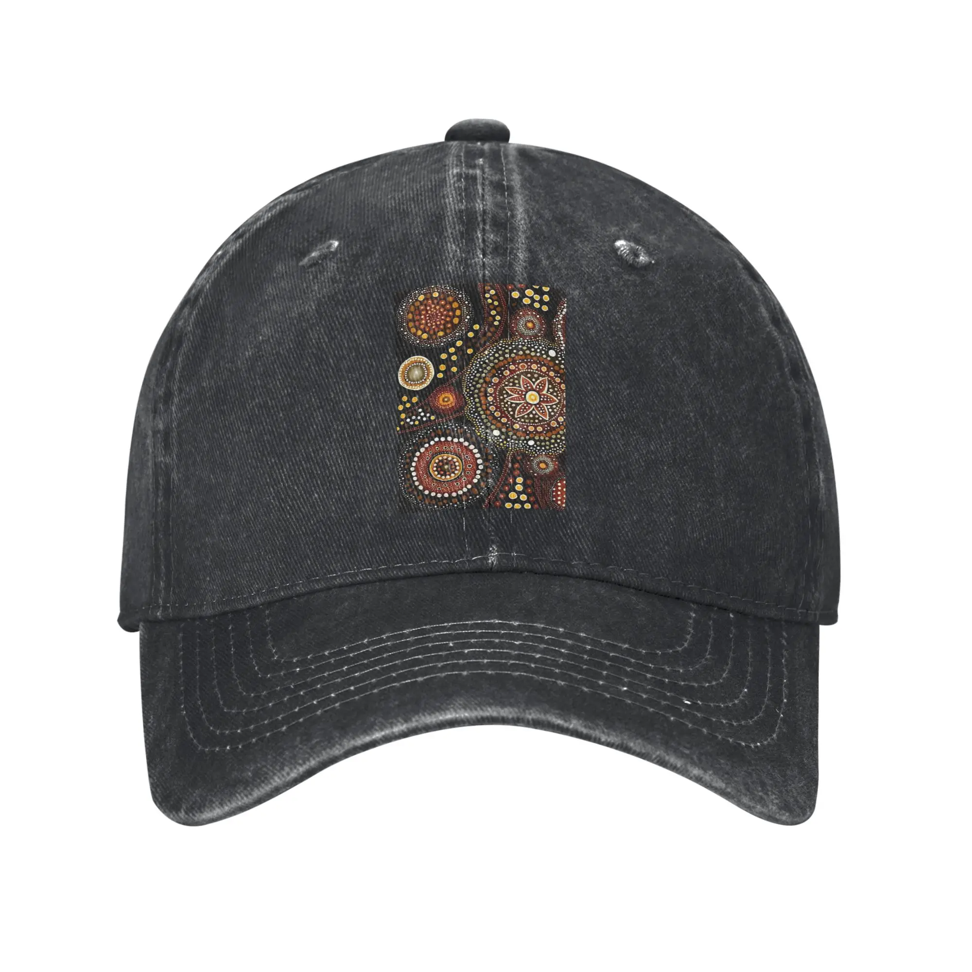 Aboriginal Art Print - Dot Painting Fashion Baseball Cap  Minimalist Golf Hat Man  Spring Outing Golf Hat Man