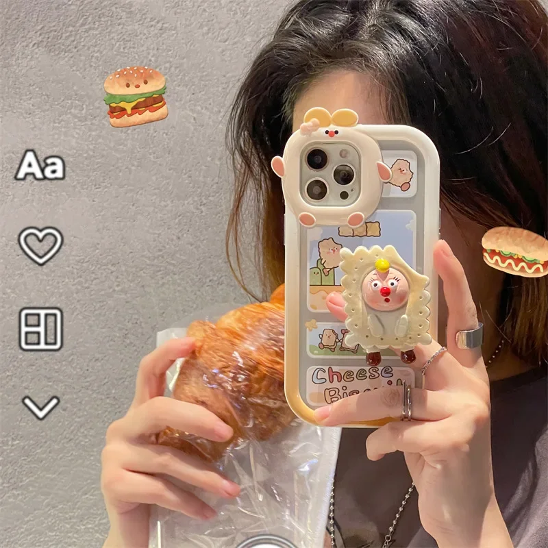 Cheese Cracker Clown Phone Case Holder for All Models Apple Phone Case 11/12 Cartoon Huawei Xiaomi OPPO Vivo Samsung