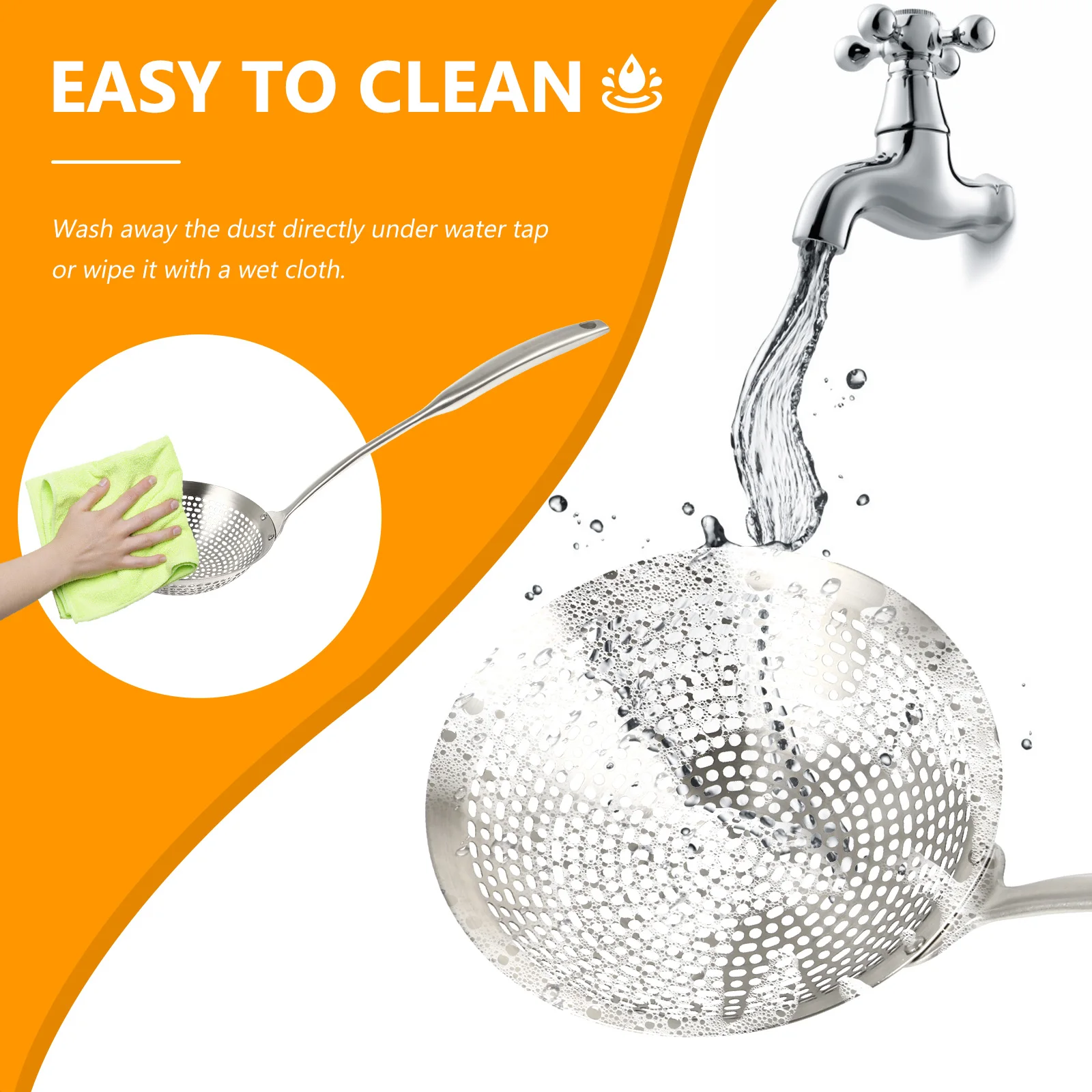 

Stainless Steel Strainer 304 Fine Mesh Kitchen Sieve Long H Slotted Scoop Spoon Rustproof Oil Filter