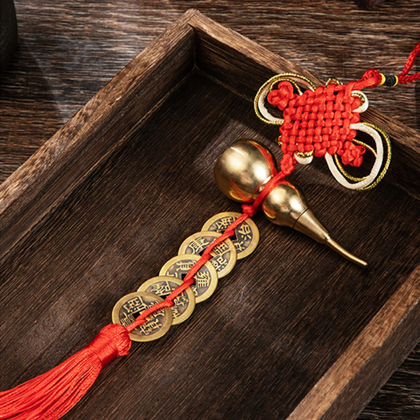 Chinese Knot Pendants Vintage Copper Coin Gourd Tassel Pendant For Car Door Handle Window Wall 2025 New Year Spring Festive Gift