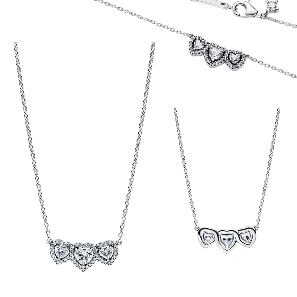 Original 925 Sterling Silver Charms Simple Heart Bow Flower Star Bee Earrings Pendant Necklaces Fit Women's Fine Jewelry Gifts view 3