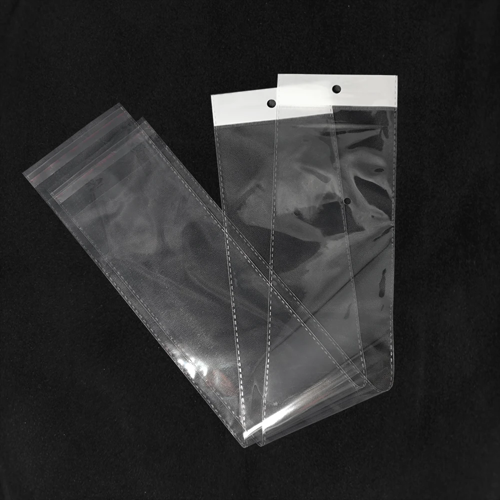 10.5x62cm Long OPP Self Adhesive Transparent Plastic Bag for Wig Hairpiece Extension Umbrella Tool Packaging Poly Bags