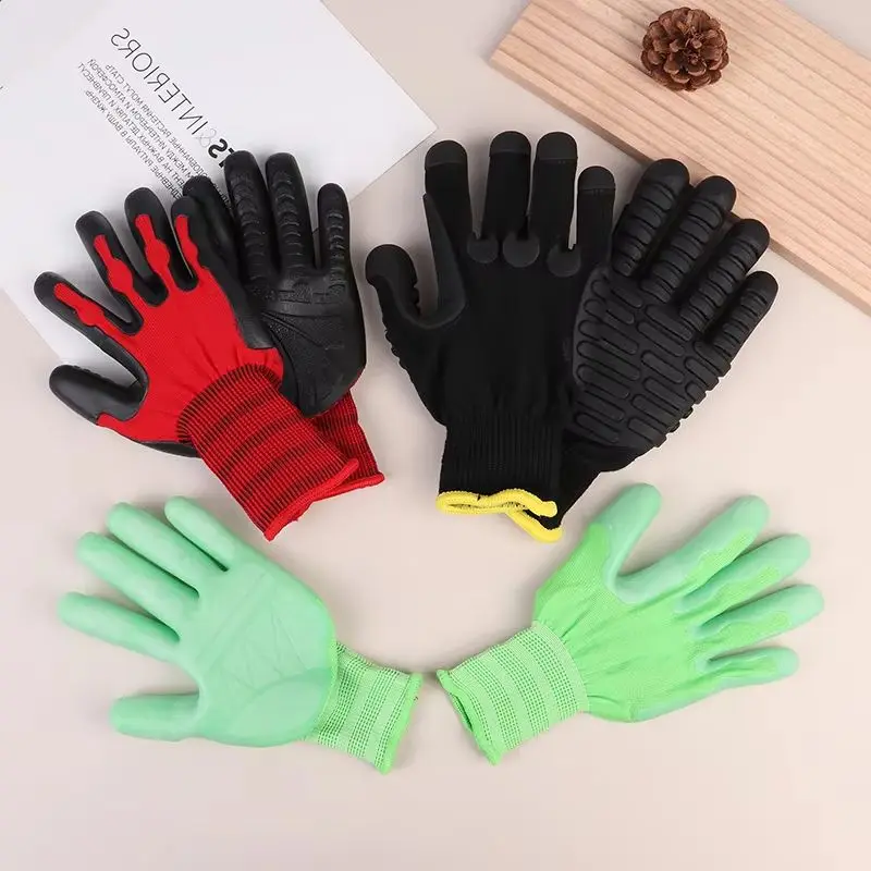 1 пара антивибрационных рабочих перчаток TPE, противоударные защитные перчатки для строительной промышленности, ударные перчатки для работы